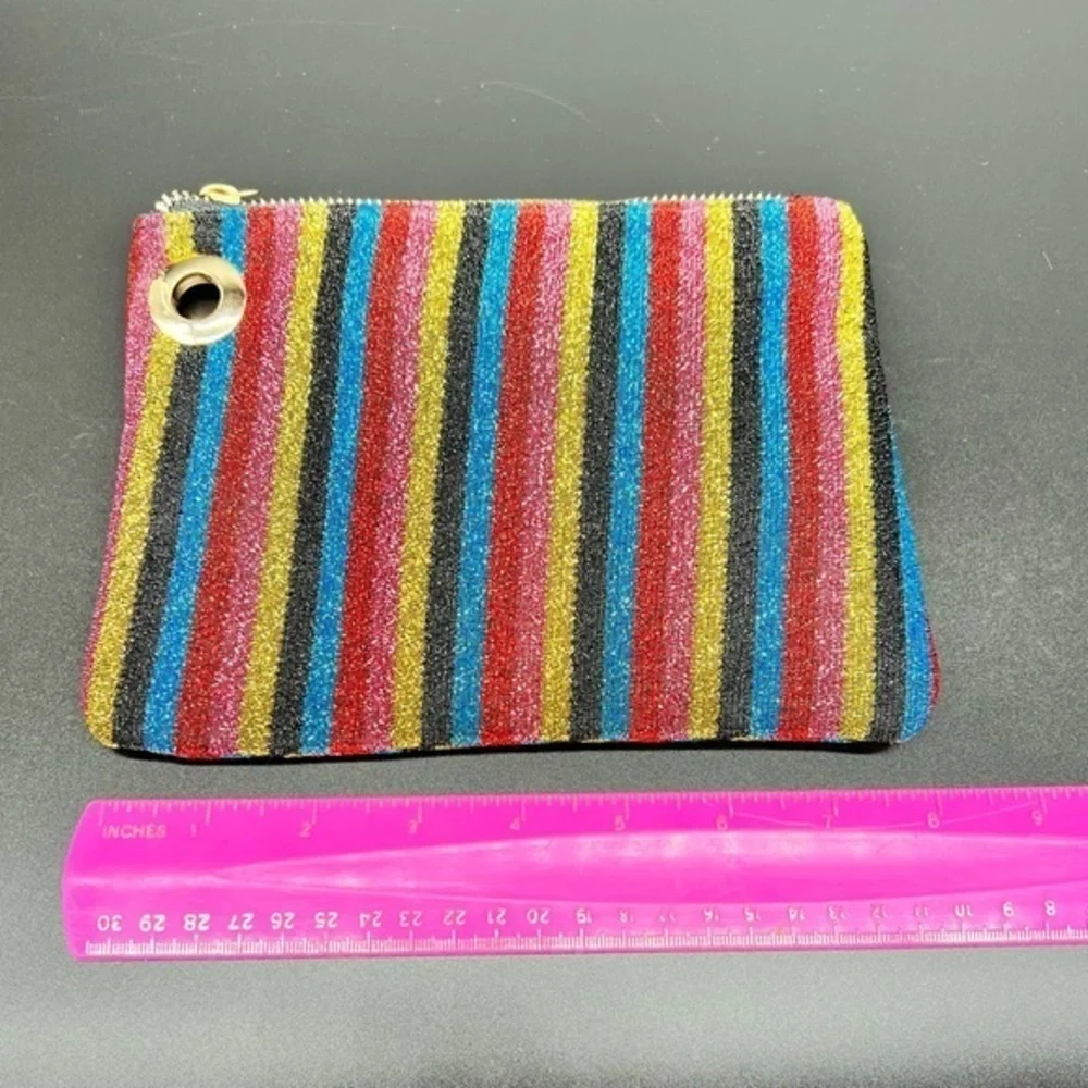 Shimmery striped clutch or makeup bag